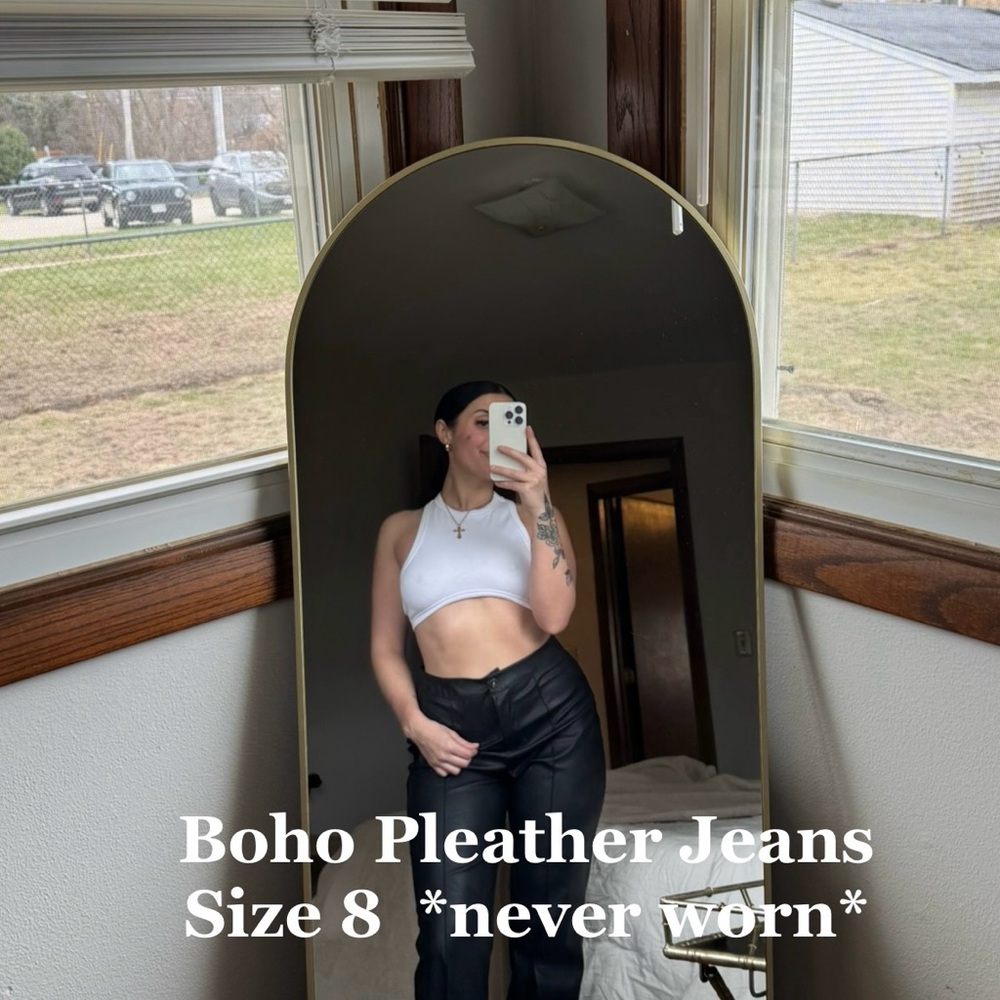 Black Pleather Jean, Bohoo